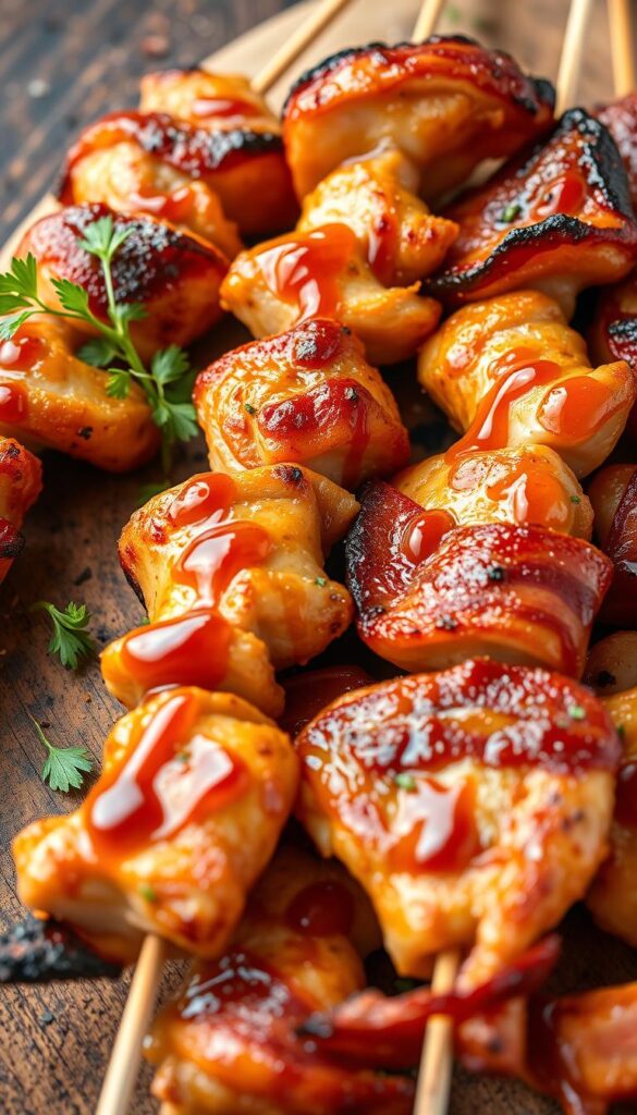 chicken and bacon skewers