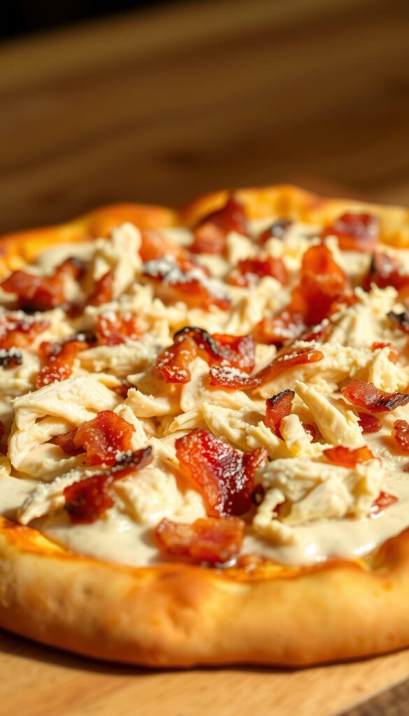 chicken bacon alfredo pizza