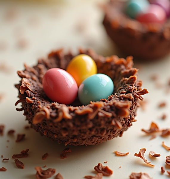 chocolate coconut easter egg nest