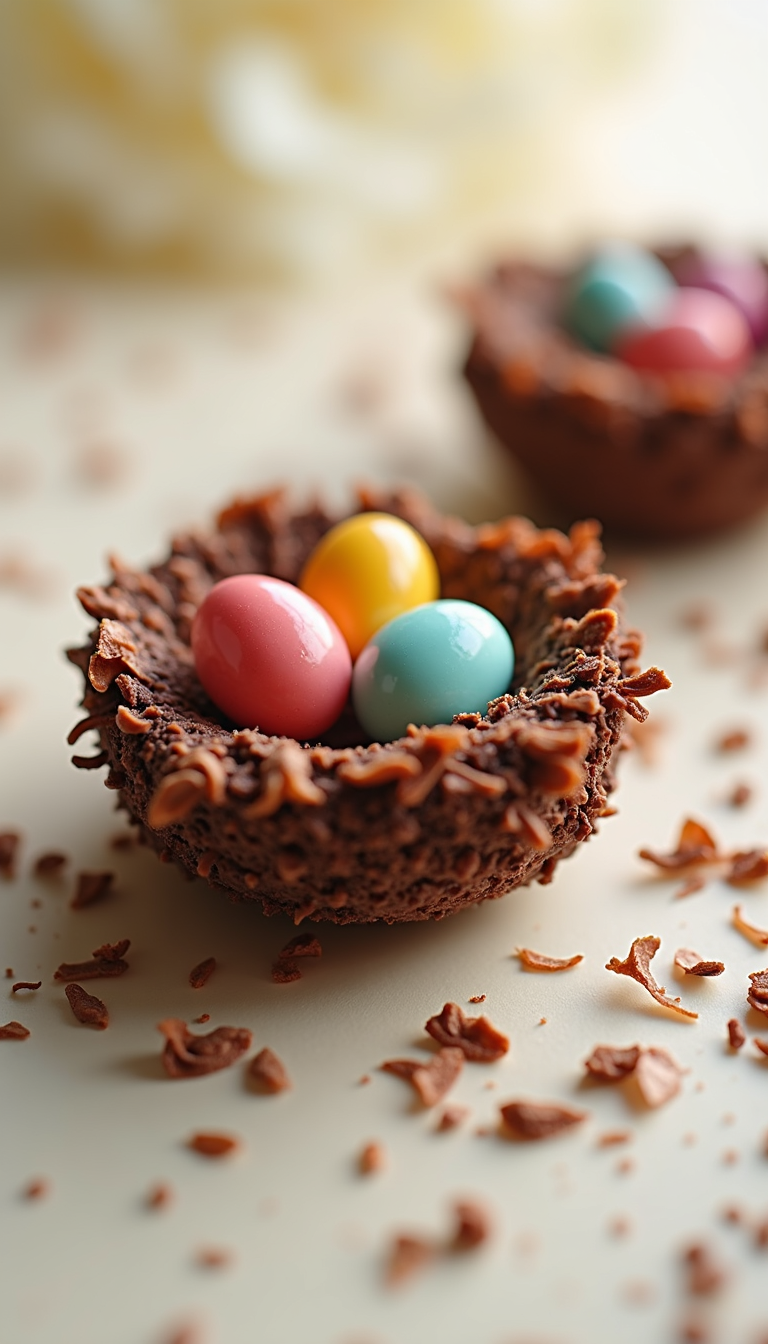 chocolate coconut easter egg nest